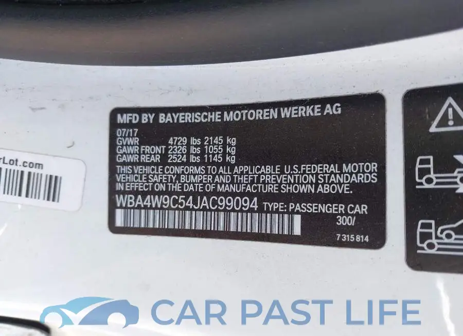 WBA4W9C54JAC99094# 9