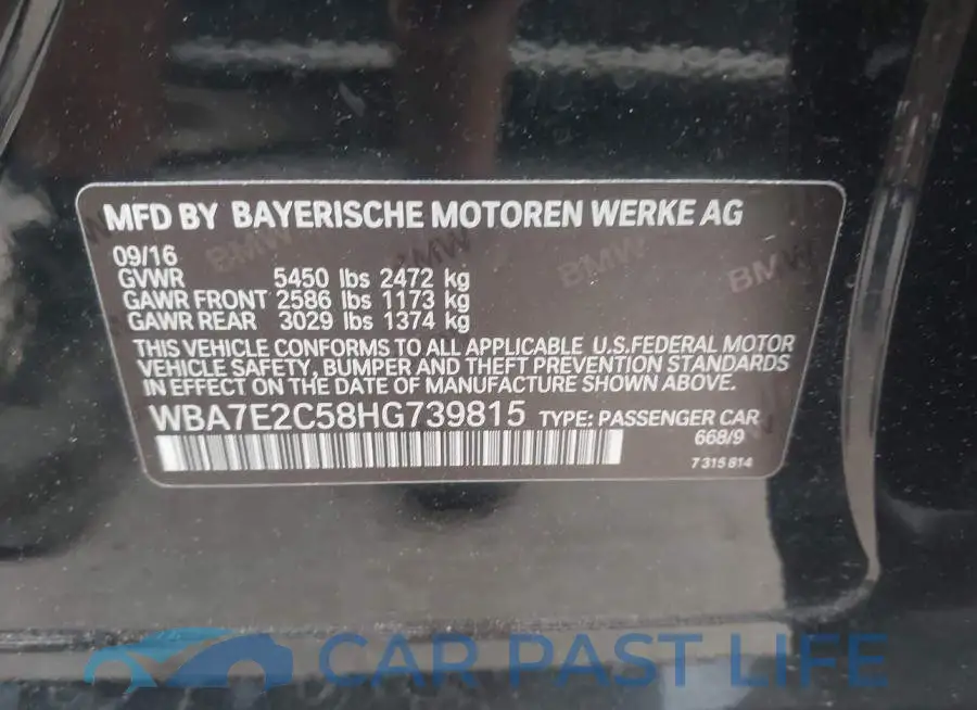WBA7E2C58HG739815# 9