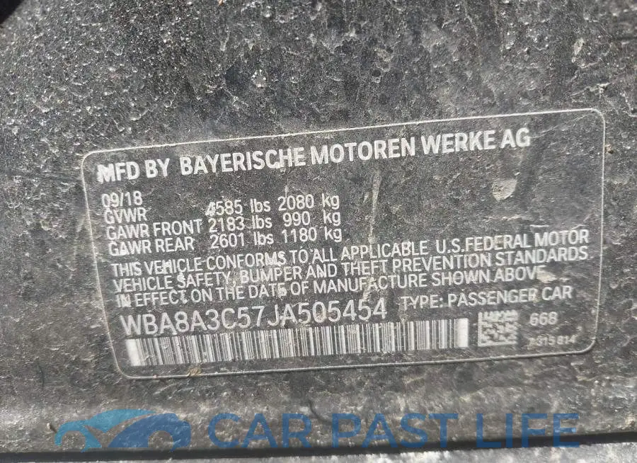 WBA8A3C57JA505454# 9