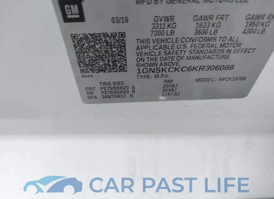 1GNSKCKC6KR306069# 9