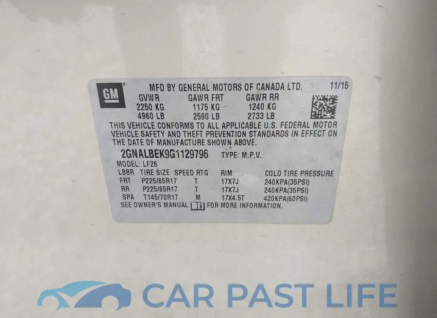 2GNALBEK9G1129796# 9