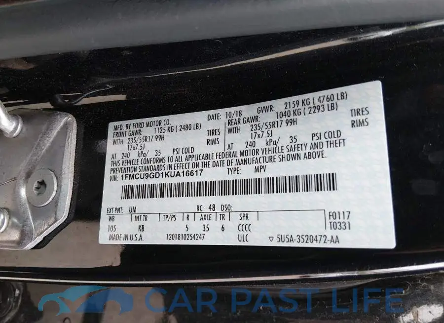 1FMCU9GD1KUA16617# 9