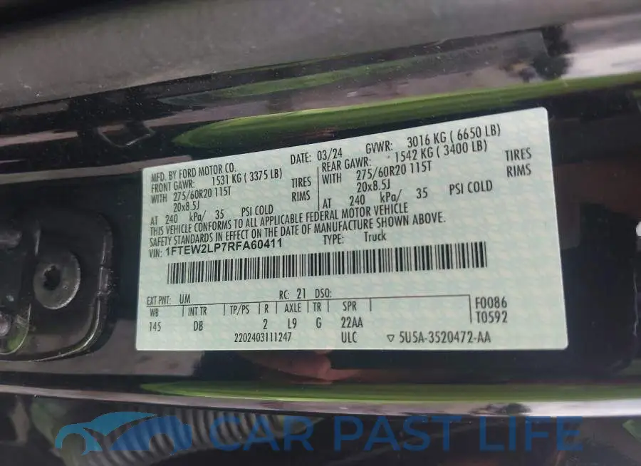 1FTEW2LP7RFA60411# 9
