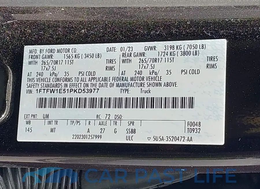 1FTFW1E51PKD53977# 9