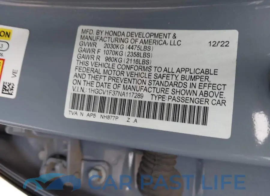 1HGCV1F37NA117289# 9