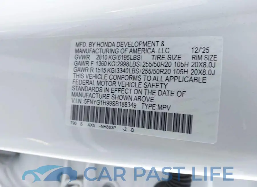 5FNYG1H99SB188349# 9