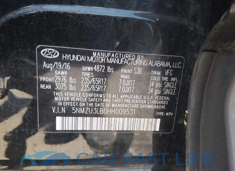 5NMZU3LB0HH009531# 9