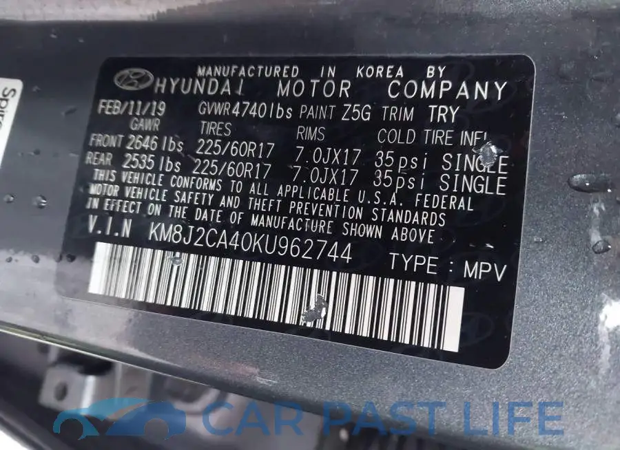 KM8J2CA40KU962744# 9