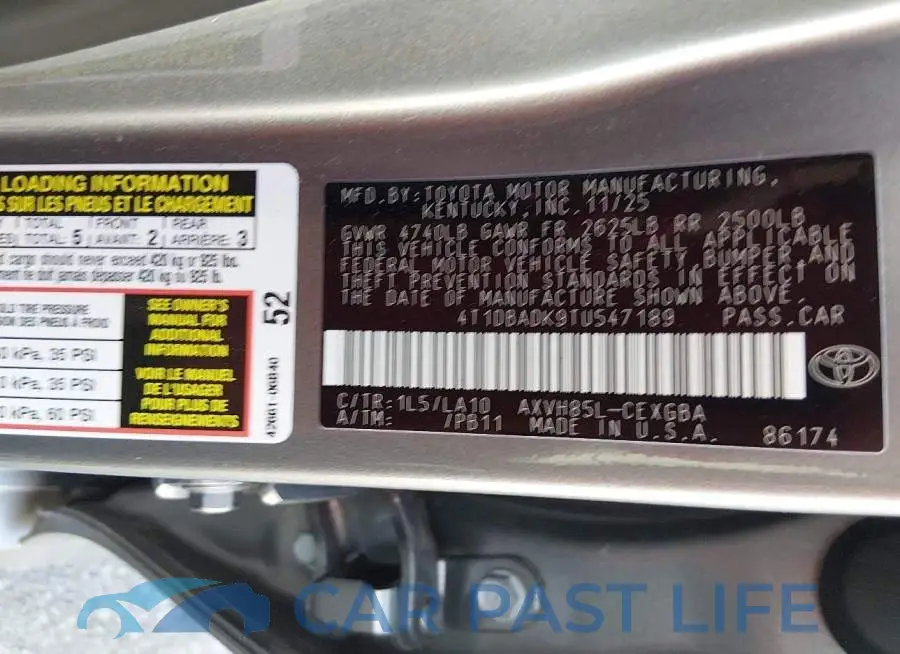 4T1DBADK9TU547189# 9