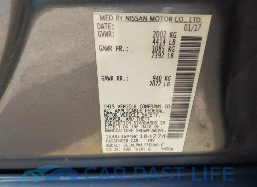 1N4BL3AP4HC184274# 9