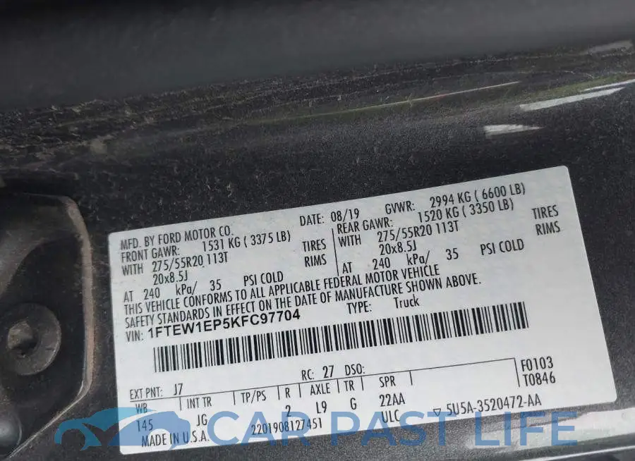 1FTEW1EP5KFC97704# 9