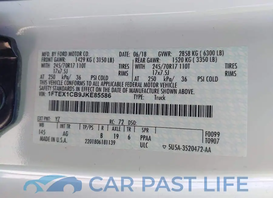 1FTEX1CB9JKE85586# 9