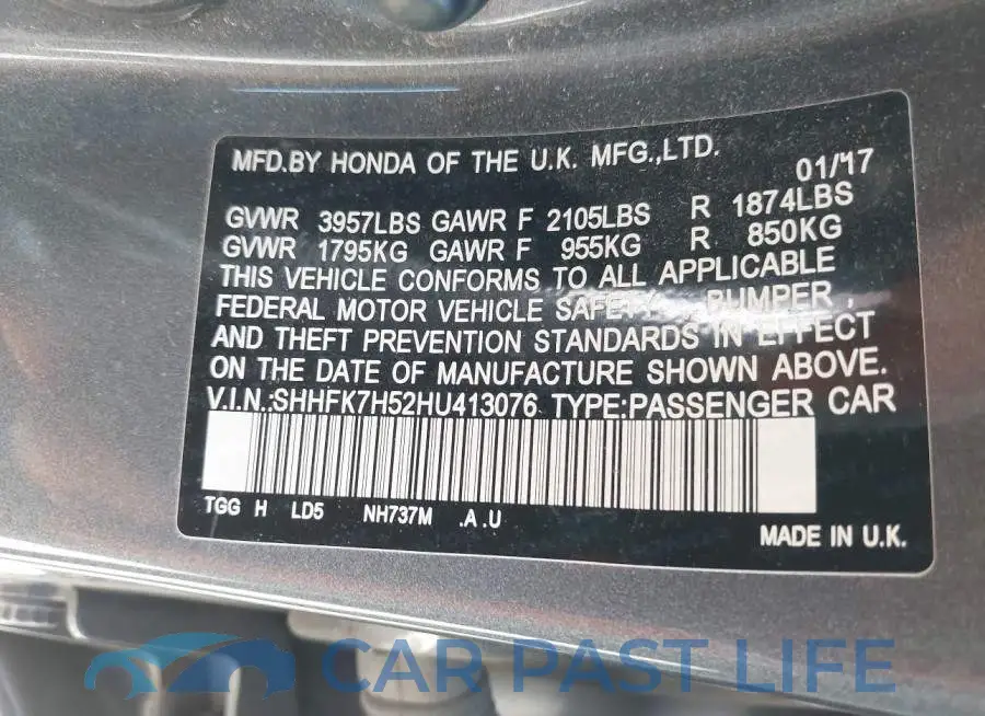 SHHFK7H52HU413076# 9