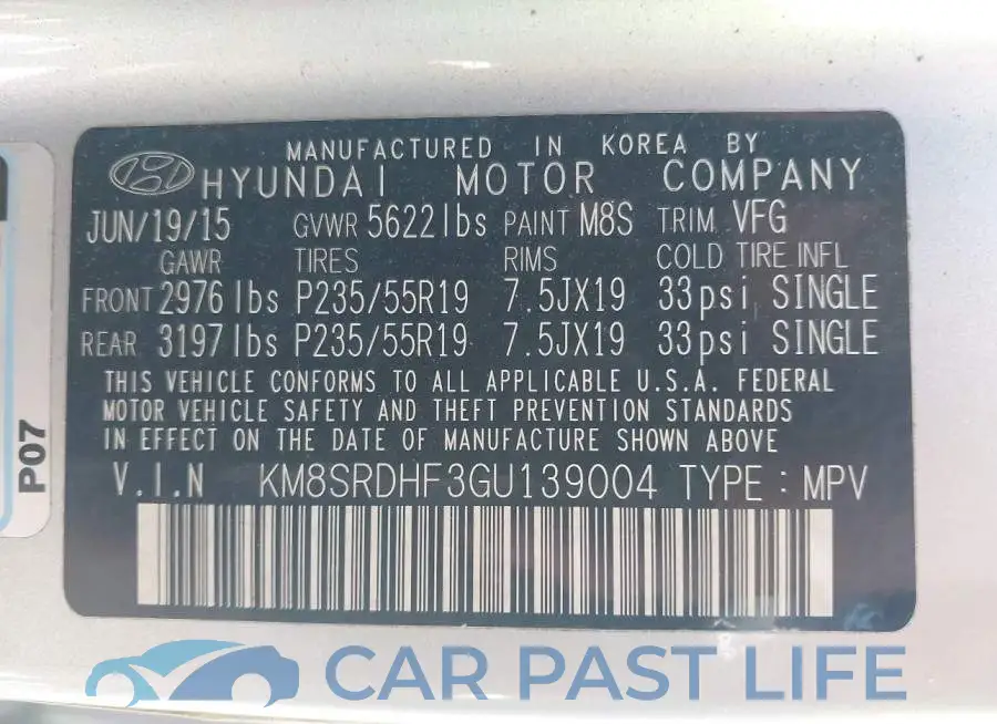 KM8SRDHF3GU139004# 9