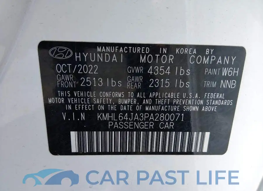 KMHL64JA3PA280071# 9