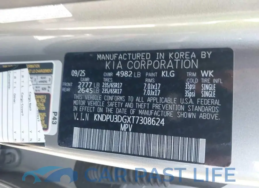 KNDPU3DGXT7308624# 9