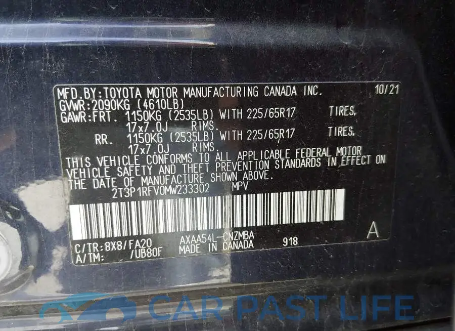2T3P1RFV0MW233302# 9