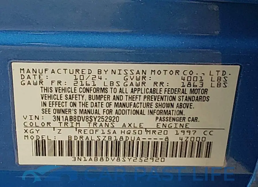 3N1AB8DV8SY252920# 9