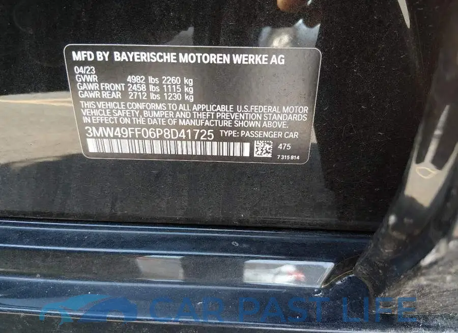 3MW49FF06P8D41725# 9