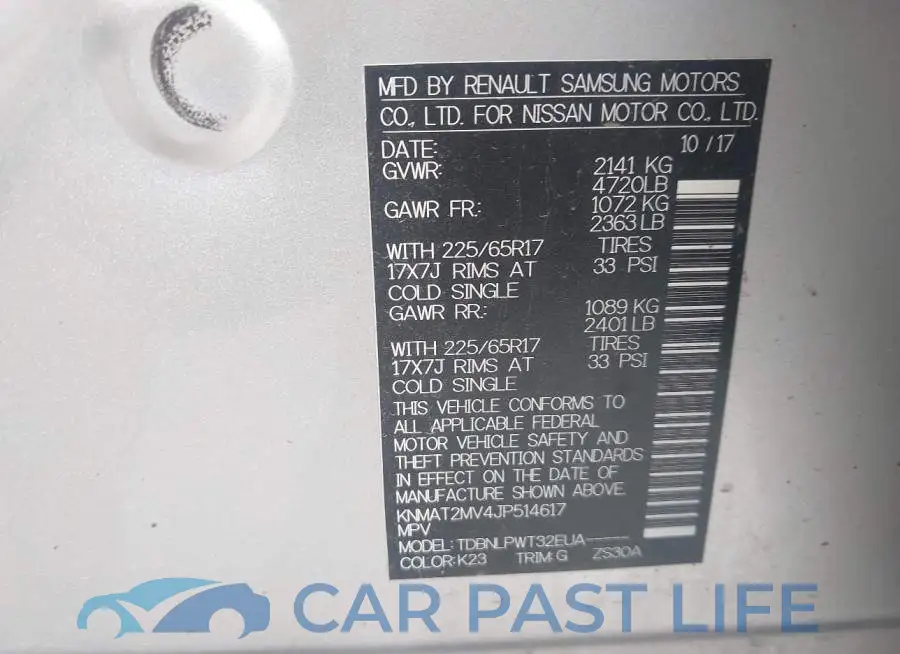 KNMAT2MV4JP514617# 8
