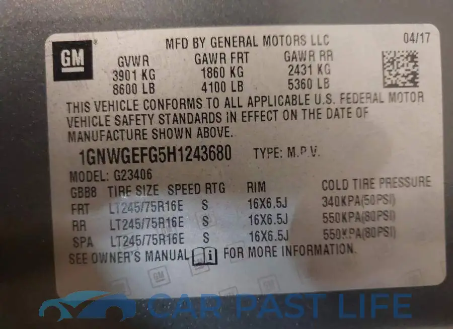 1GNWGEFG5H1243680# 9