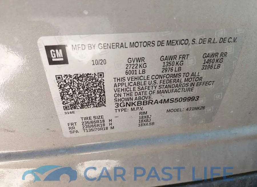 3GNKBBRA4MS509993# 9