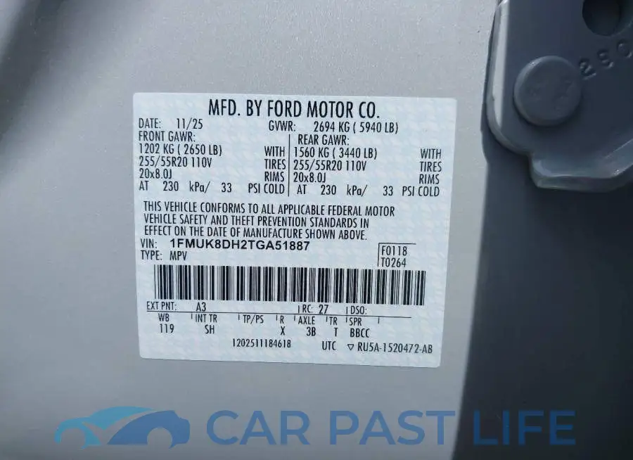 1FMUK8DH2TGA51887# 9