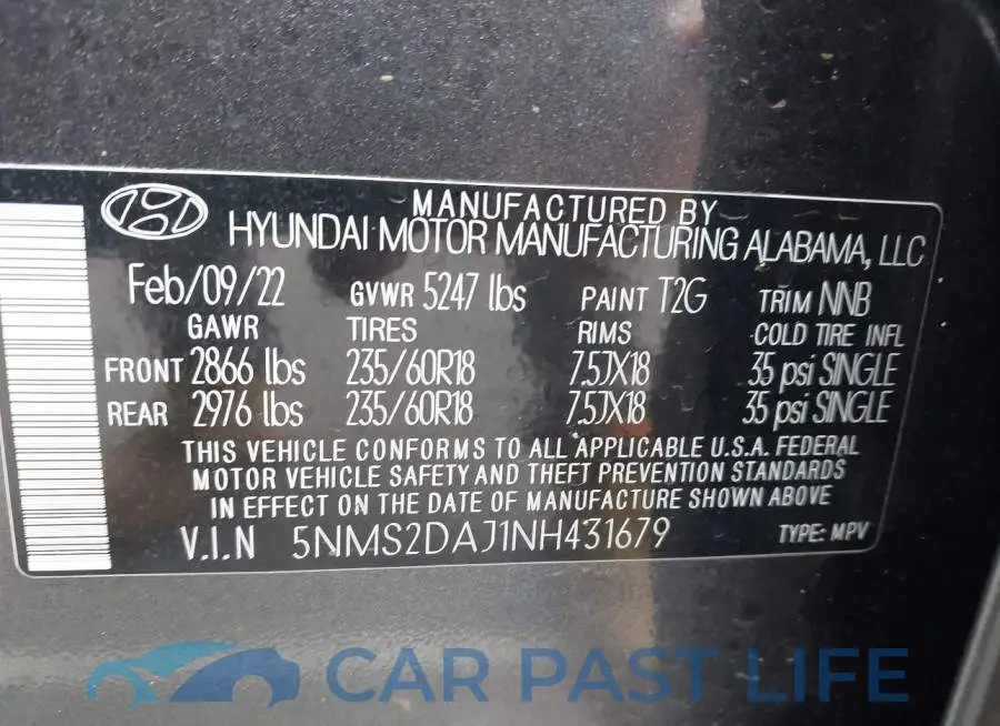 5NMS2DAJ1NH431679# 9