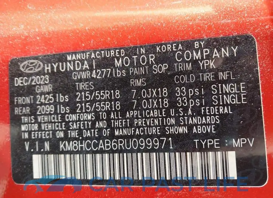 KM8HCCAB6RU099971# 9