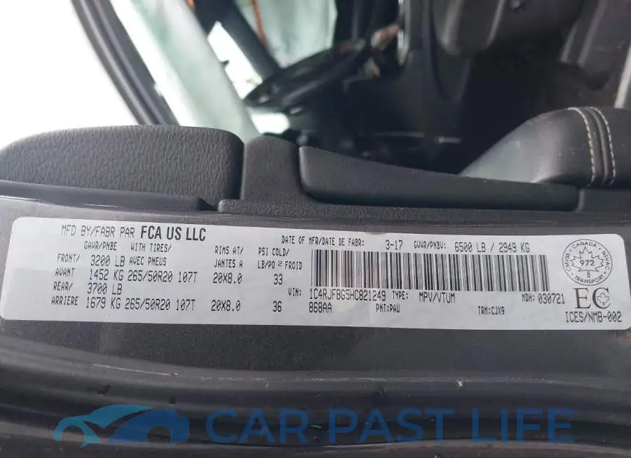 1C4RJFBG5HC821249# 9