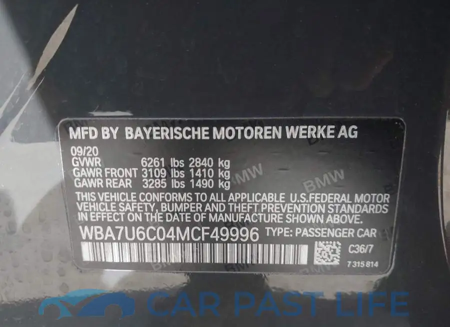 WBA7U6C04MCF49996# 9