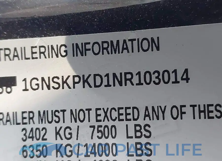 1GNSKPKD1NR103014# 9