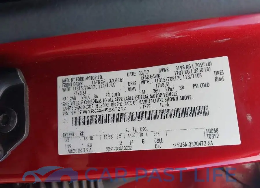 1FTFW1RG4HFB67212# 9