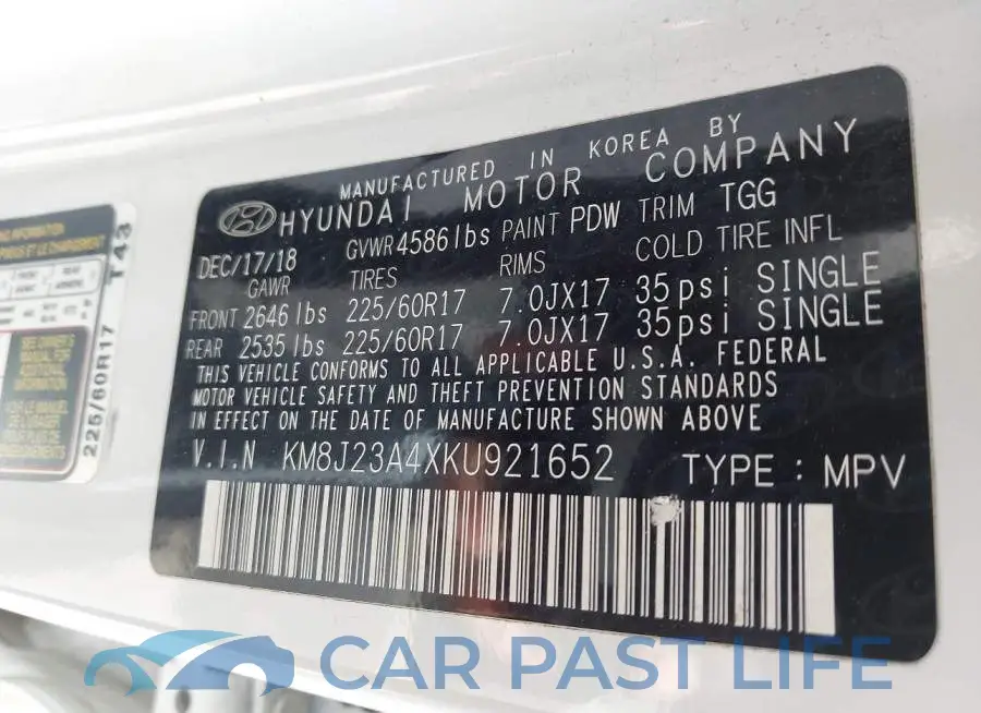 KM8J23A4XKU921652# 9