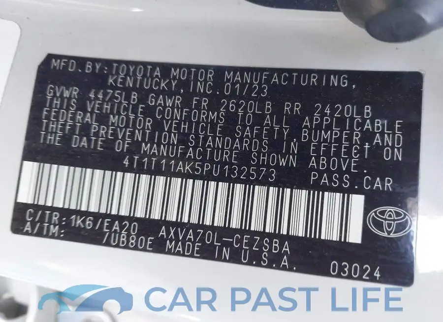 4T1T11AK5PU132573# 9