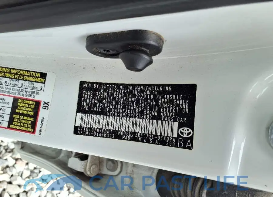 5YFBPRHE2GP568002# 9
