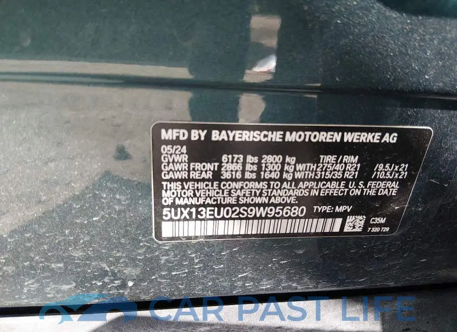 5UX13EU02S9W95680# 9
