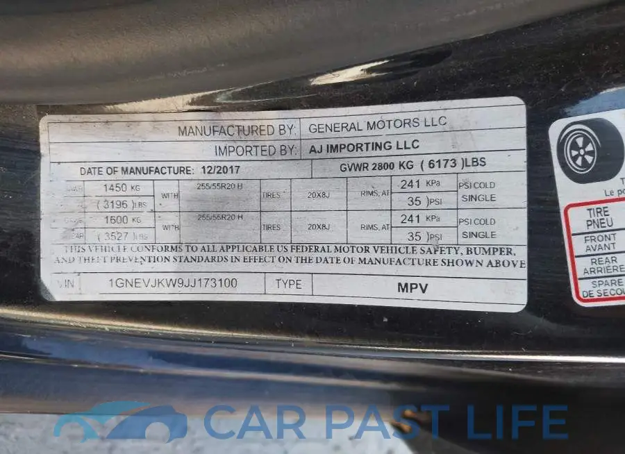 1GNEVJKW9JJ173100# 9