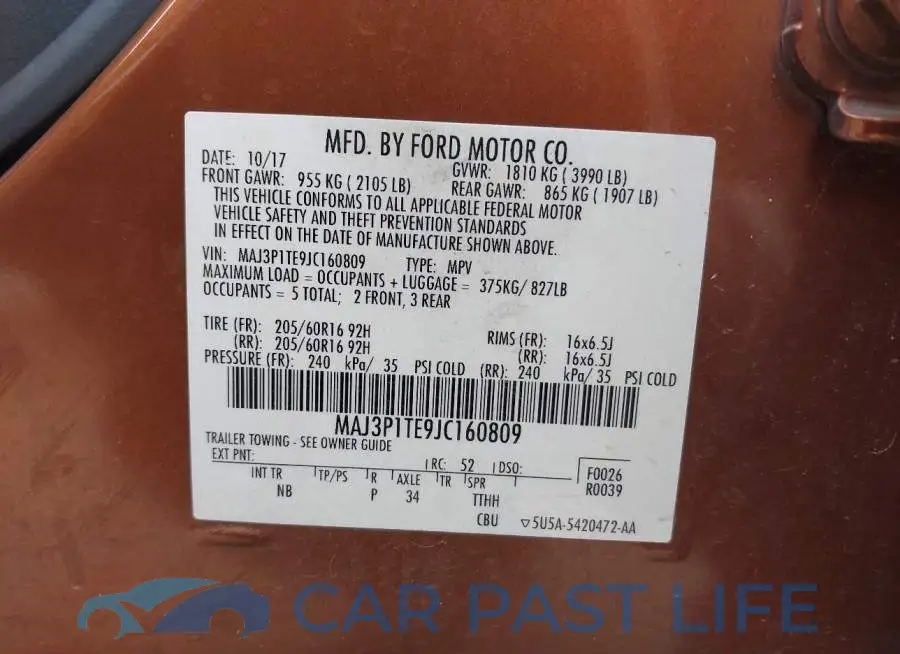 MAJ3P1TE9JC160809# 9
