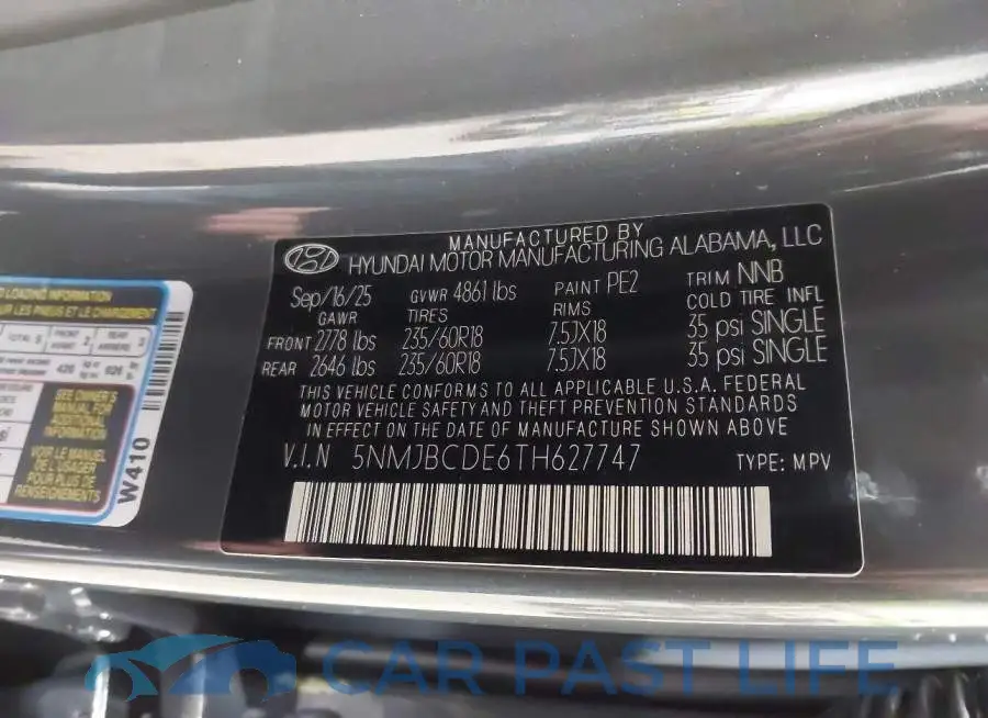 5NMJBCDE6TH627747# 9
