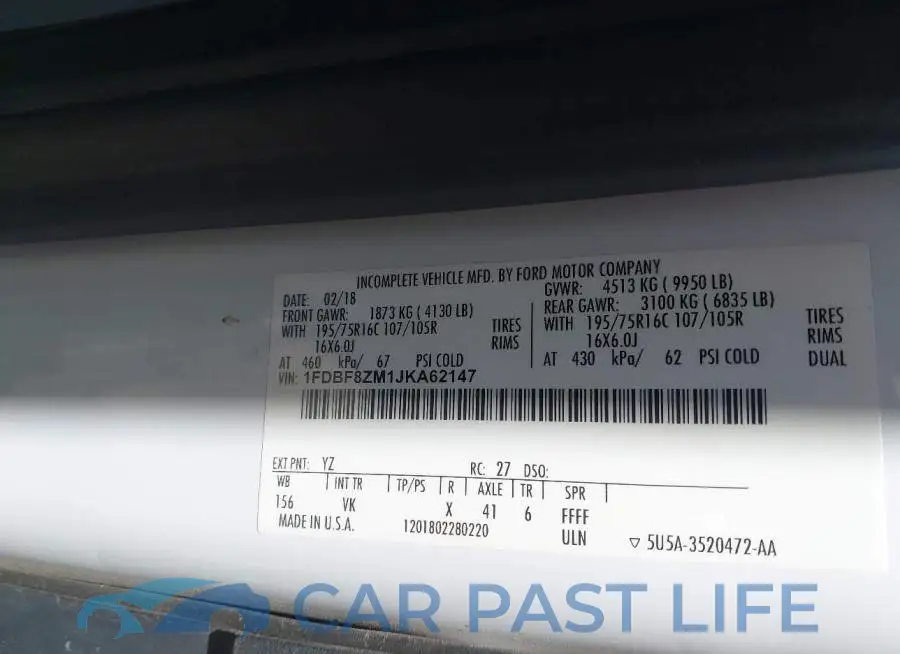 1FDBF8ZM1JKA62147# 9