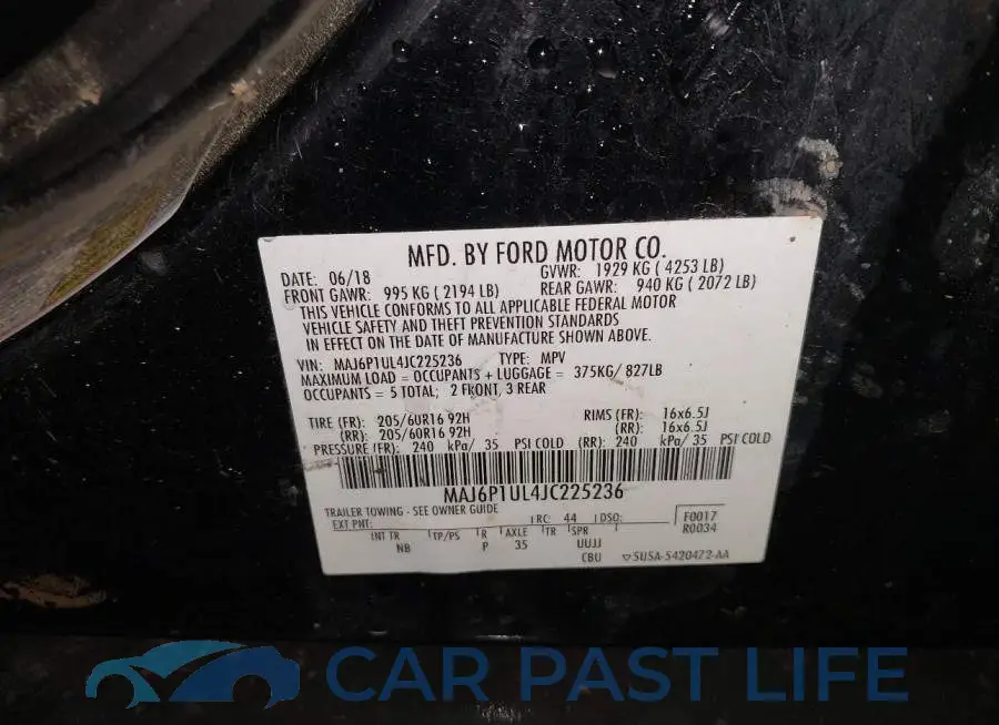 MAJ6P1UL4JC225236# 9