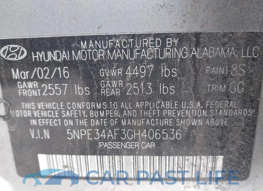 5NPE34AF3GH406536# 9