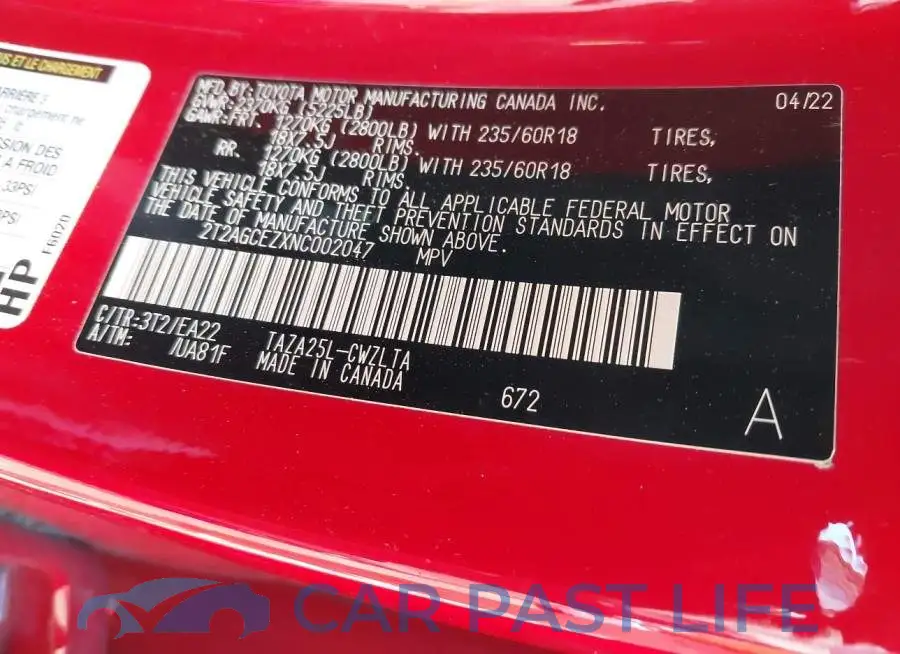 2T2AGCEZXNC002047# 9
