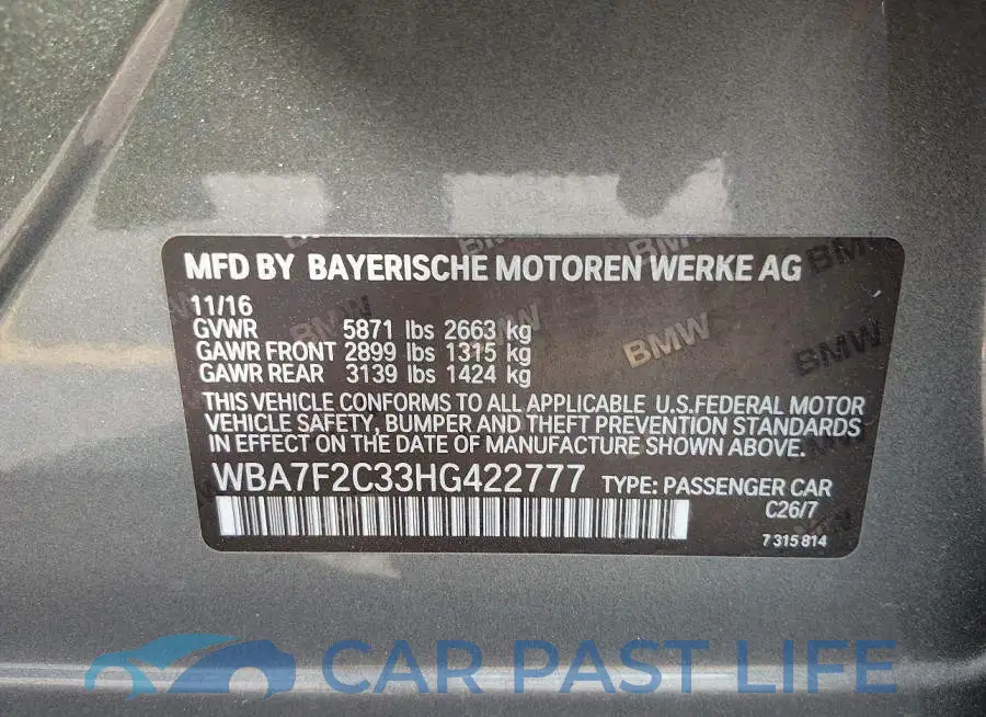 WBA7F2C33HG422777# 9