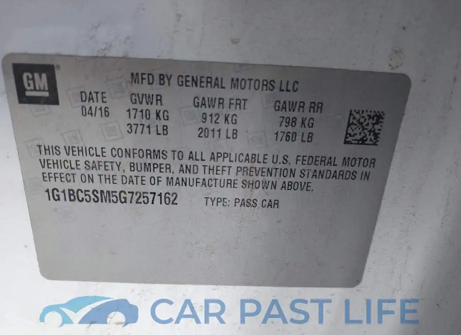 1G1BC5SM5G7257162# 9