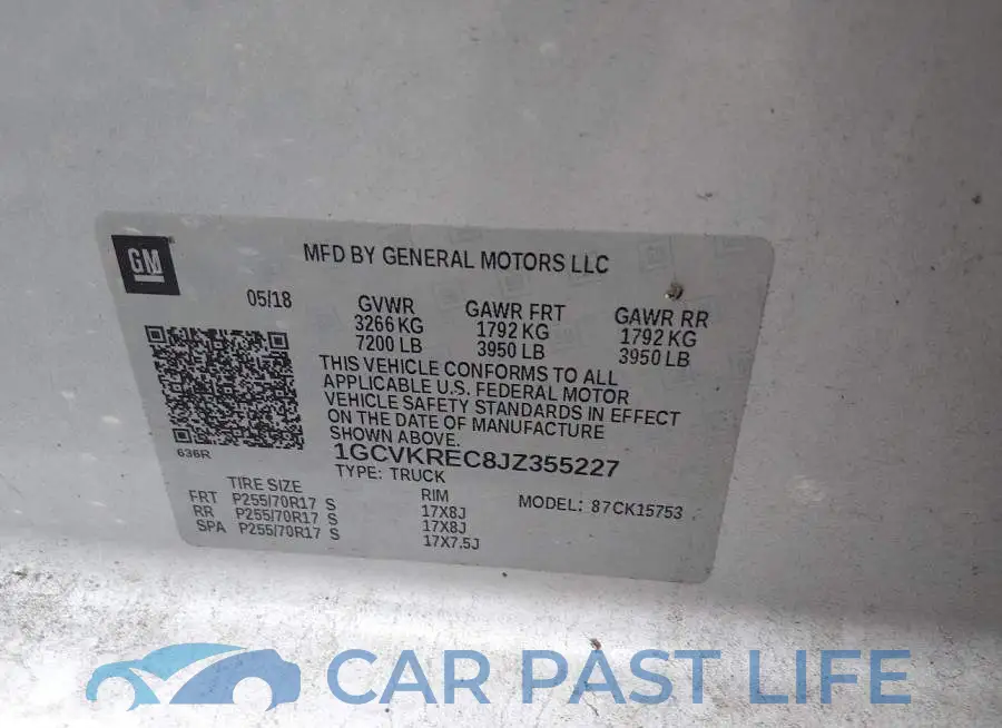 1GCVKREC8JZ355227# 9