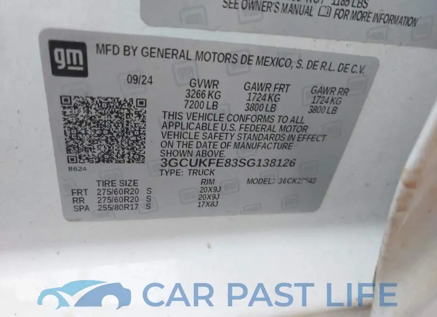 3GCUKFE83SG138126# 9