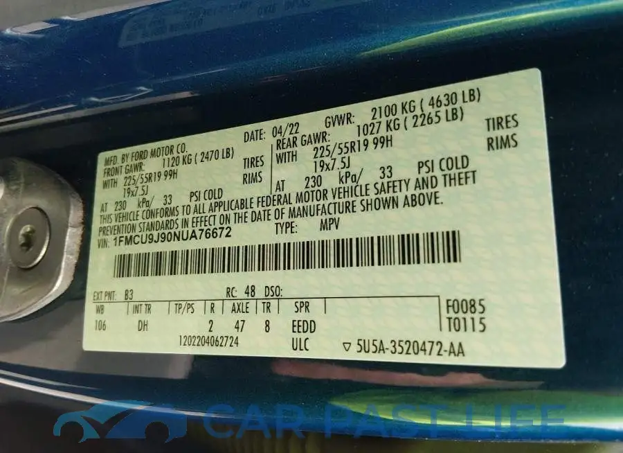 1FMCU9J90NUA76672# 9
