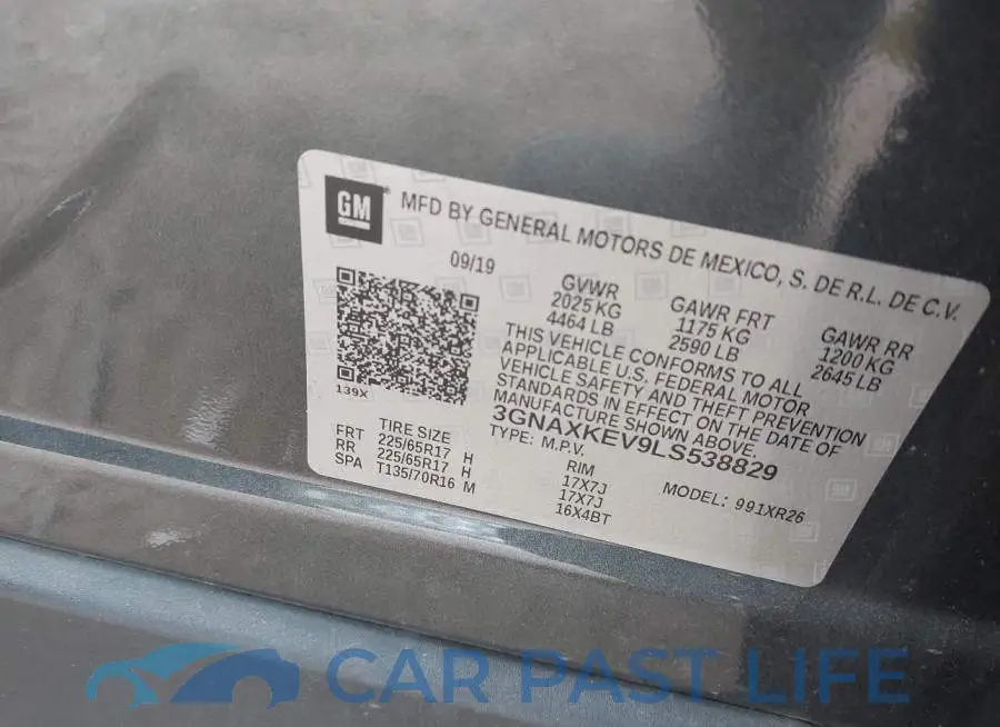 3GNAXKEV9LS538829# 9